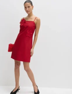 Floral Appliqué Mini Shift Dress