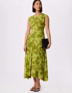 Floral Asymmetric Skirt Midi Skater Dress