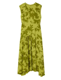 Floral Asymmetric Skirt Midi Skater Dress
