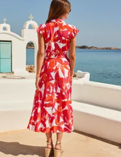Floral Belted Midi Shirt Dress