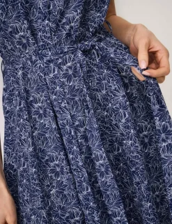 Floral Belted Midi Shirt Dress