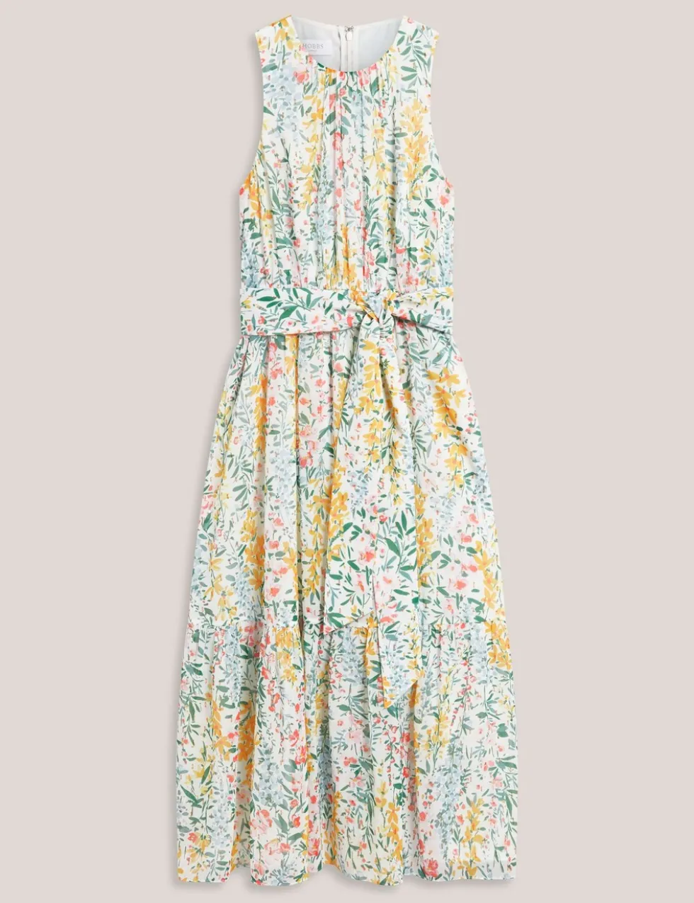 Floral Belted Midi Waisted Dress