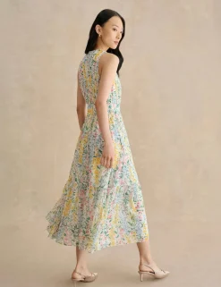 Floral Belted Midi Waisted Dress