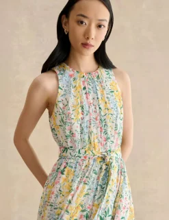 Floral Belted Midi Waisted Dress