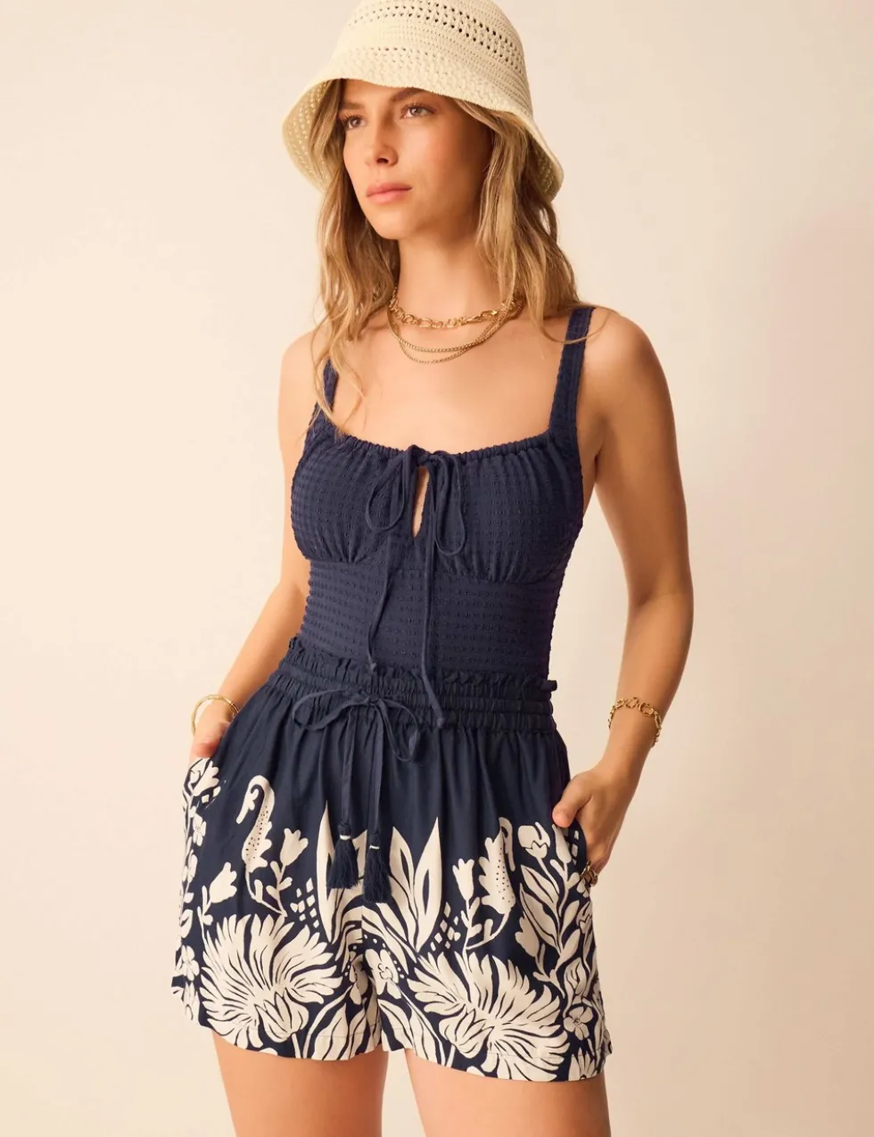 Floral Border Print Shorts