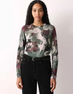 Floral Button Detail Jumper with Linen