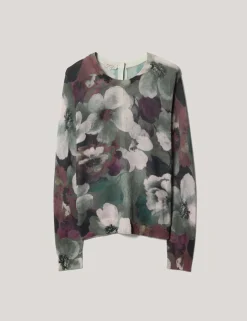 Floral Button Detail Jumper with Linen