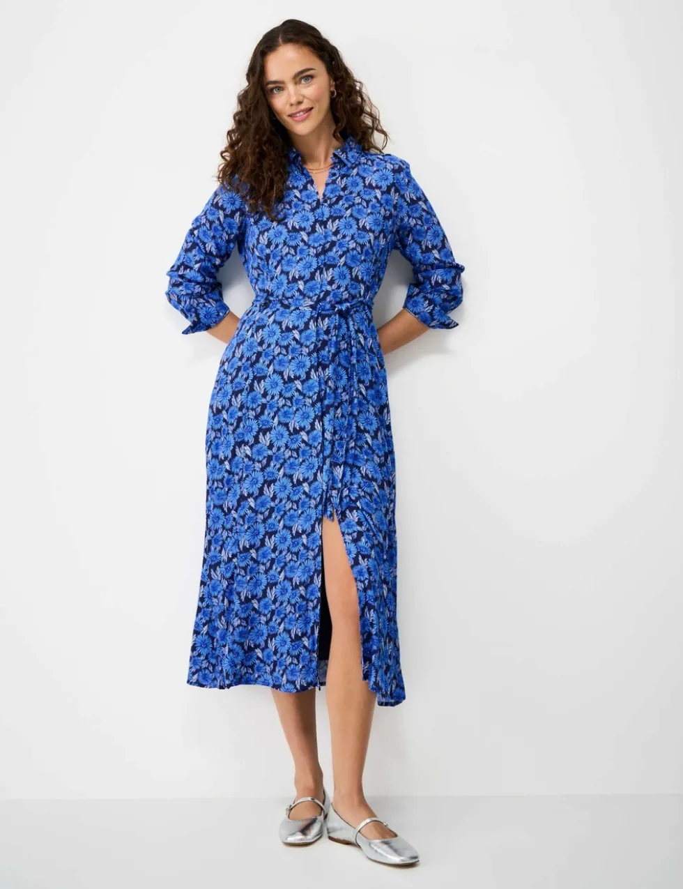 Floral Button Through Midi Shirt Dress