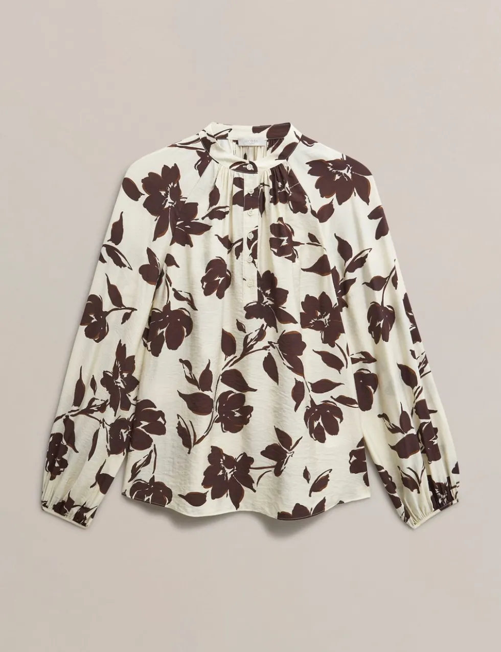 Floral Crew Neck Button Detail Blouse