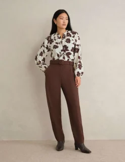Floral Crew Neck Button Detail Blouse