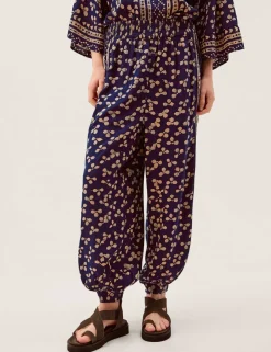 Floral Cuffed Wide Leg Trousers
