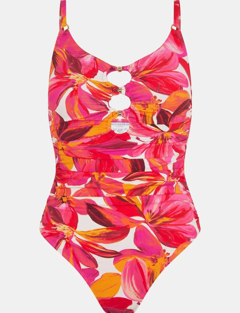 Floral Cut Out Scoop Neck Swimsuit