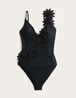 Floral Detail Padded Plunge Swimsuit