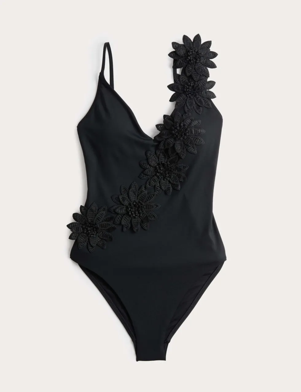 Floral Detail Padded Plunge Swimsuit