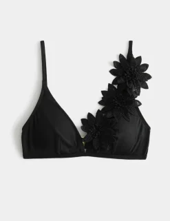 Floral Detail Plunge Bikini Top