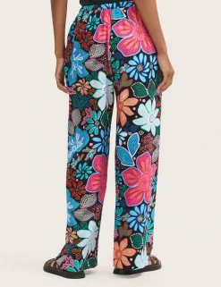 Floral Drawstring Wide Leg Trousers