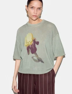Floral Drop Shoulder Jumper with Linen