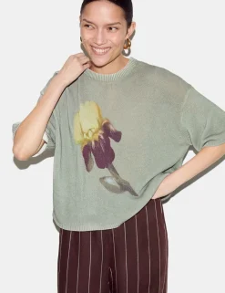 Floral Drop Shoulder Jumper with Linen