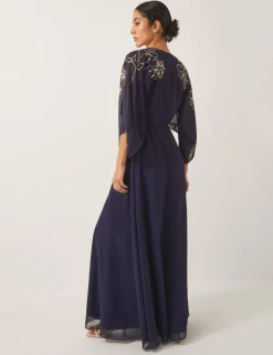 Floral Embellished Maxi Wrap Dress
