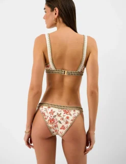Floral Embroidered High Leg Bikini Bottoms