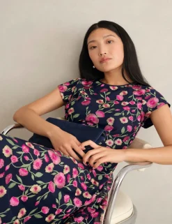 Floral Embroidered Knee Length Skater Dress