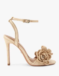 Floral Embroidered Stiletto Heel Sandals