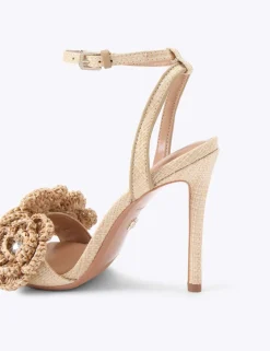 Floral Embroidered Stiletto Heel Sandals