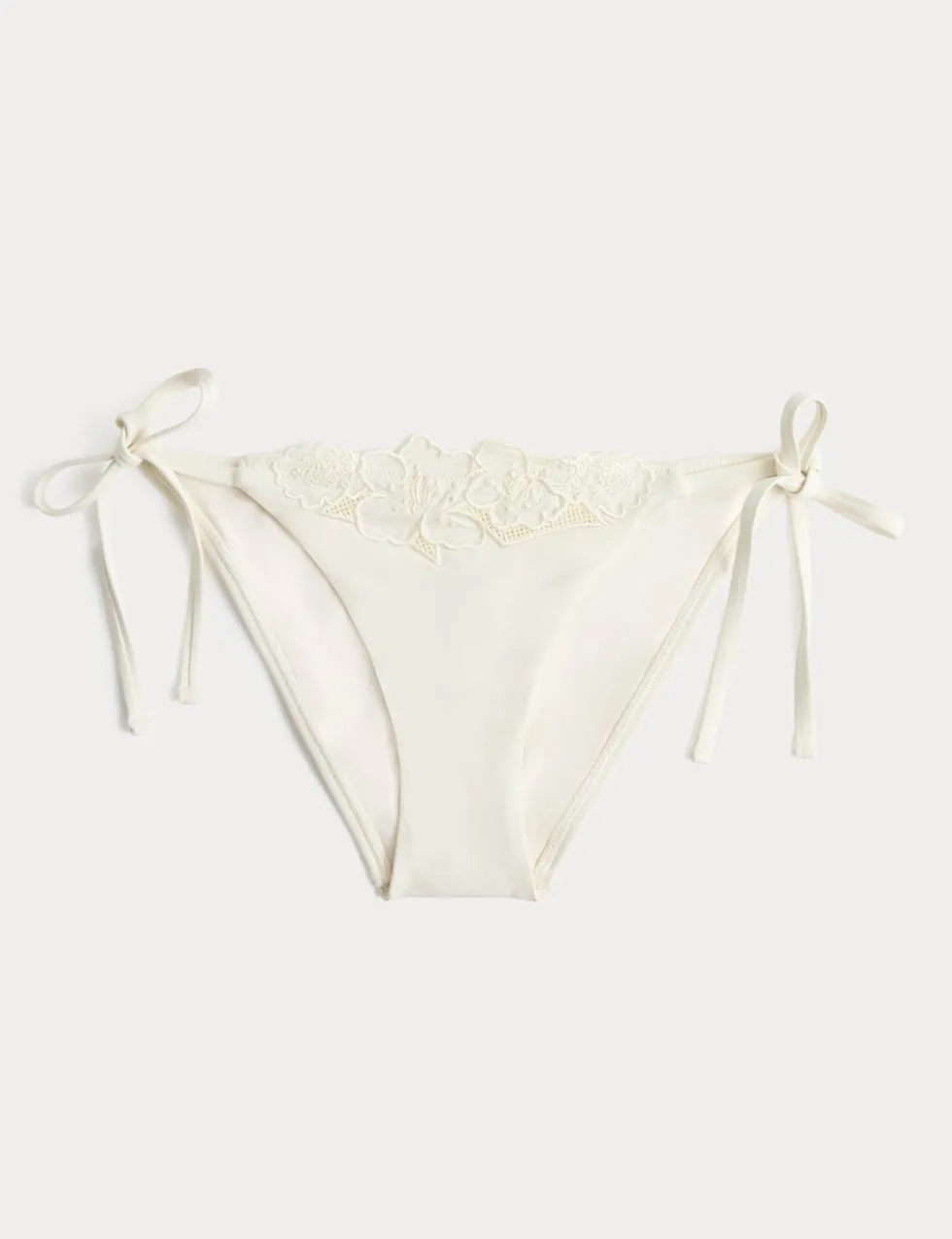 Floral Embroidered Tie Side Bikini Bottoms
