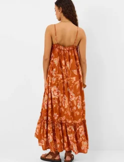 Floral Frilled Maxi Beach Dress