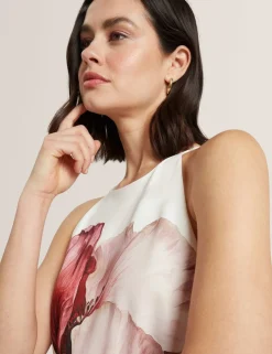 Floral Halter Neck Keyhole Top