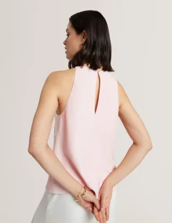 Floral Halter Neck Keyhole Top