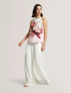 Floral Halter Neck Keyhole Top