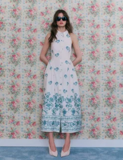 Floral Halter Neck Midaxi Shirt Dress