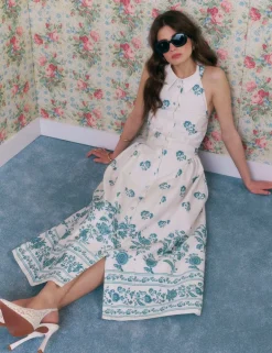 Floral Halter Neck Midaxi Shirt Dress