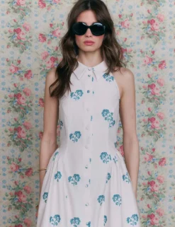 Floral Halter Neck Midaxi Shirt Dress