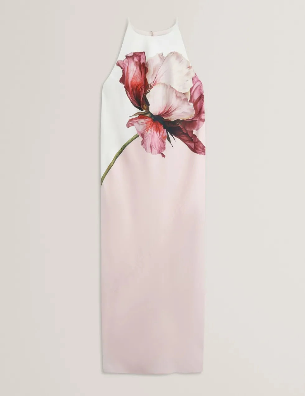 Floral Halter Neck Midi Column Dress