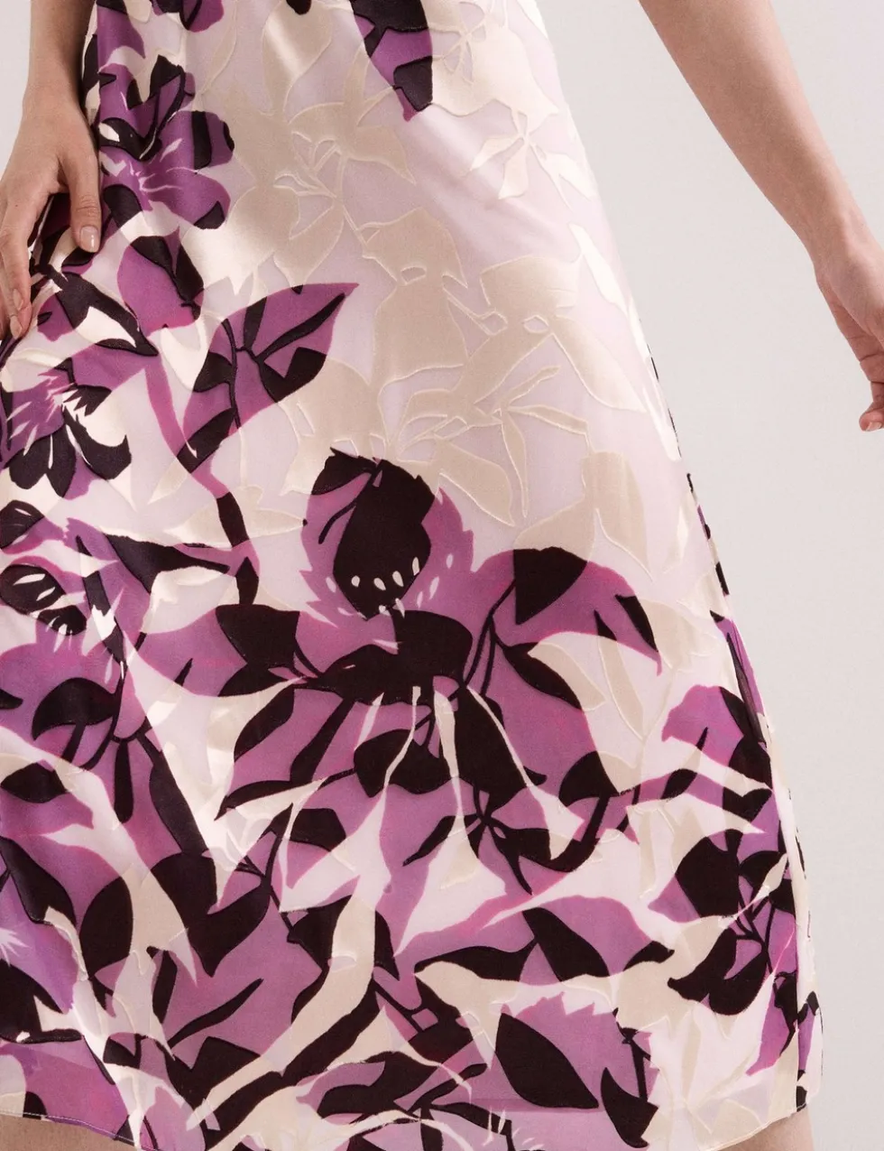 Floral High Neck Midi Waistwed Dress