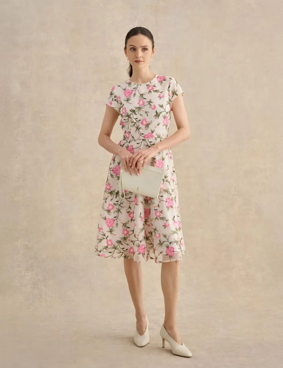 Floral Knee Length Skater Dress