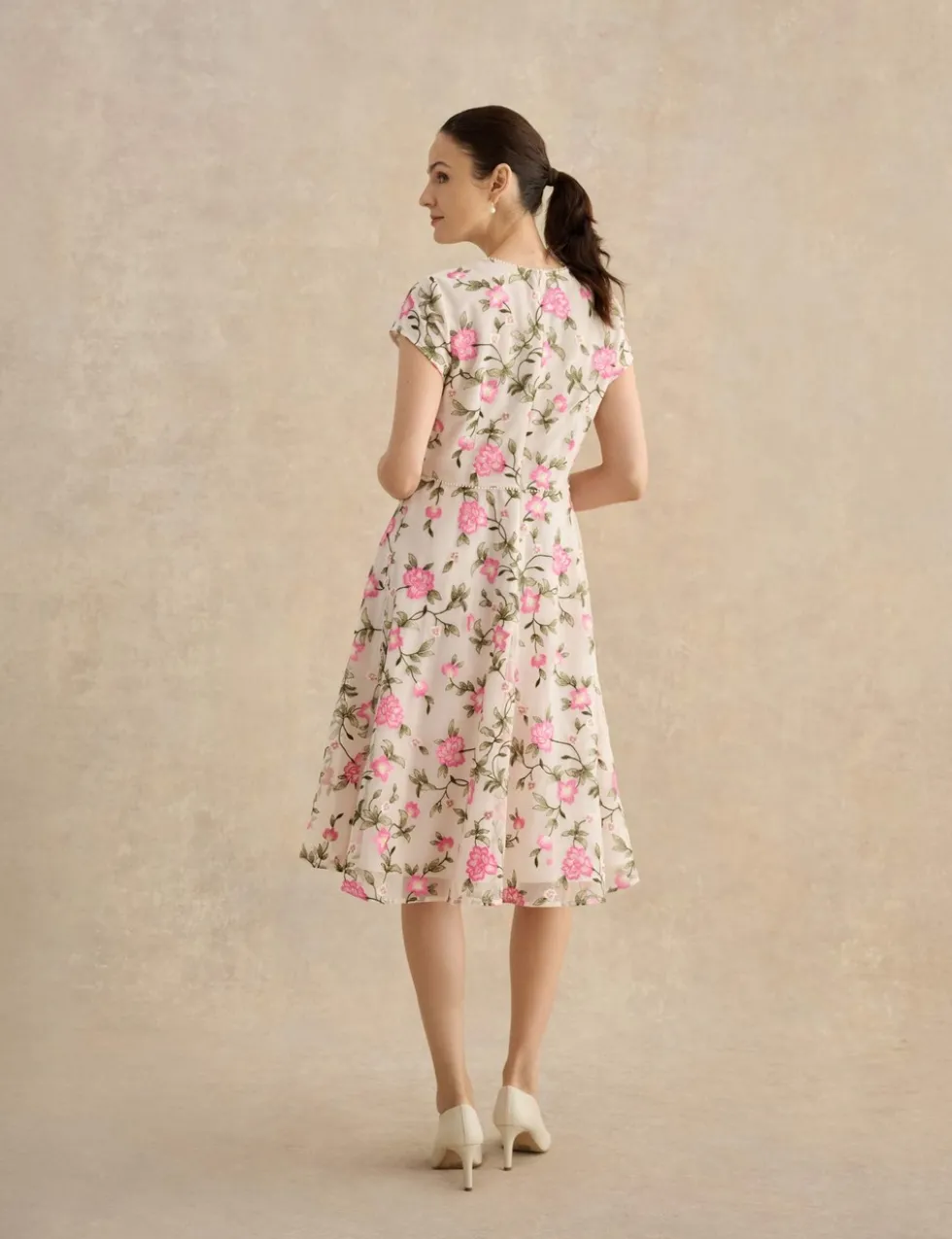 Floral Knee Length Skater Dress