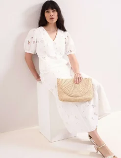 Floral Lace V-Neck Puff Sleeve Blouse