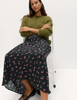 Floral Midaxi A-Line Skirt