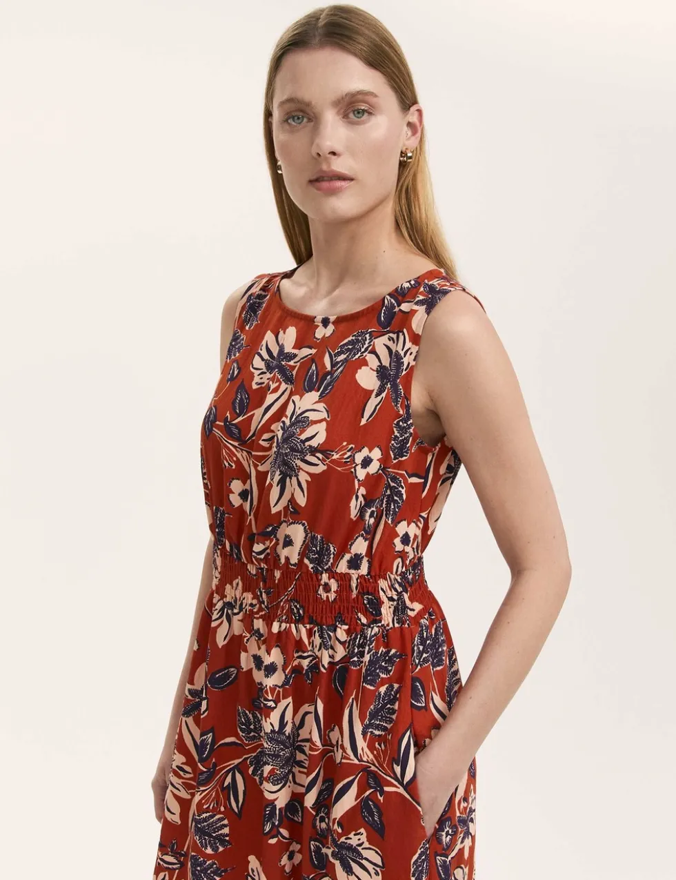 Floral Midaxi Waisted Dress