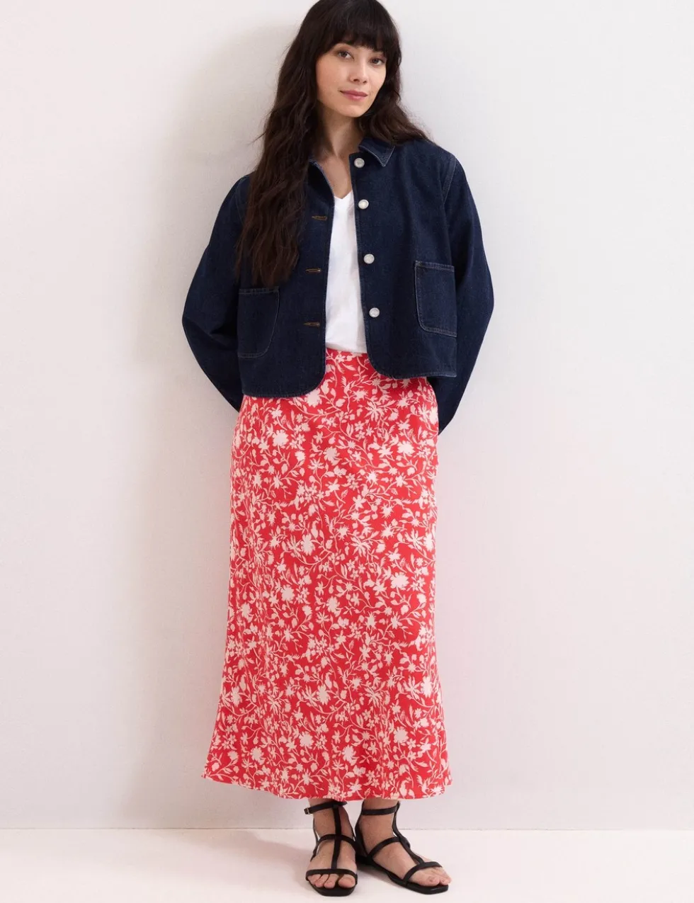 Floral Midi A-Line Skirt