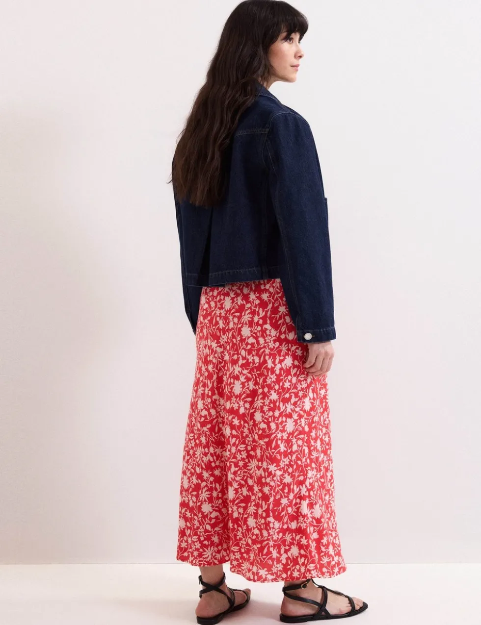 Floral Midi A-Line Skirt