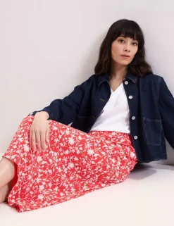 Floral Midi A-Line Skirt