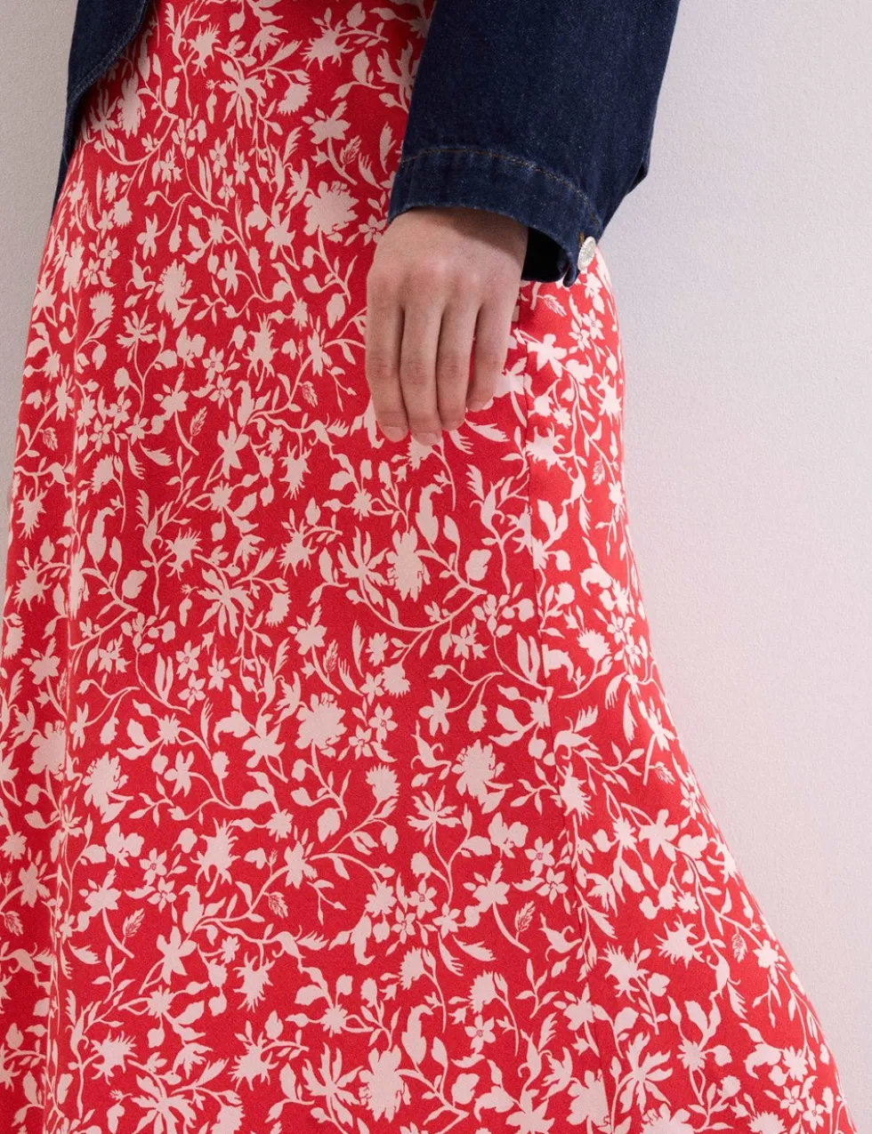 Floral Midi A-Line Skirt