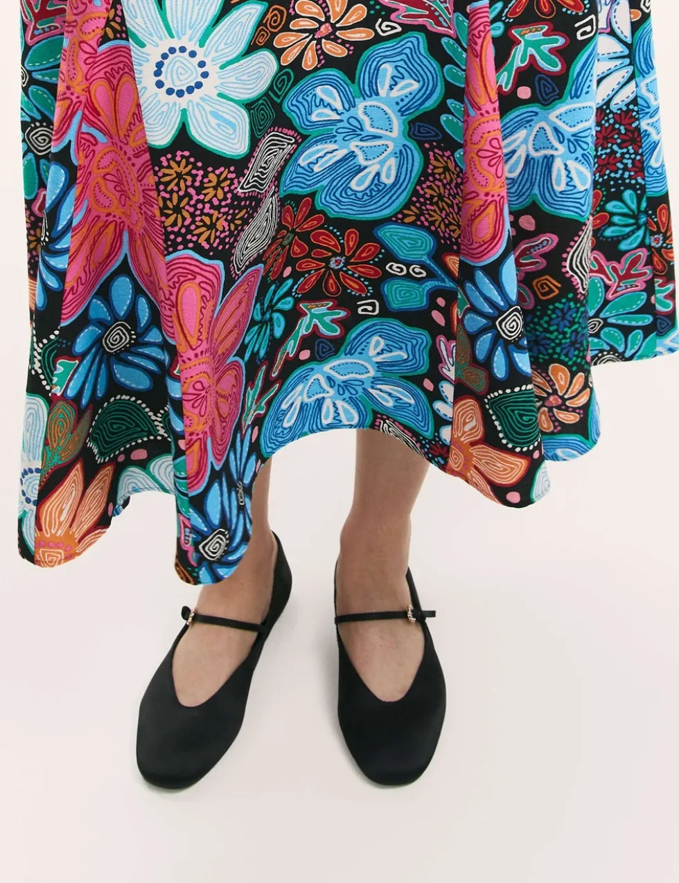 Floral Midi A-Line Skirt