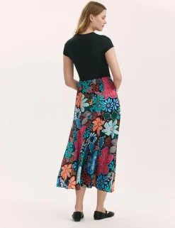 Floral Midi A-Line Skirt