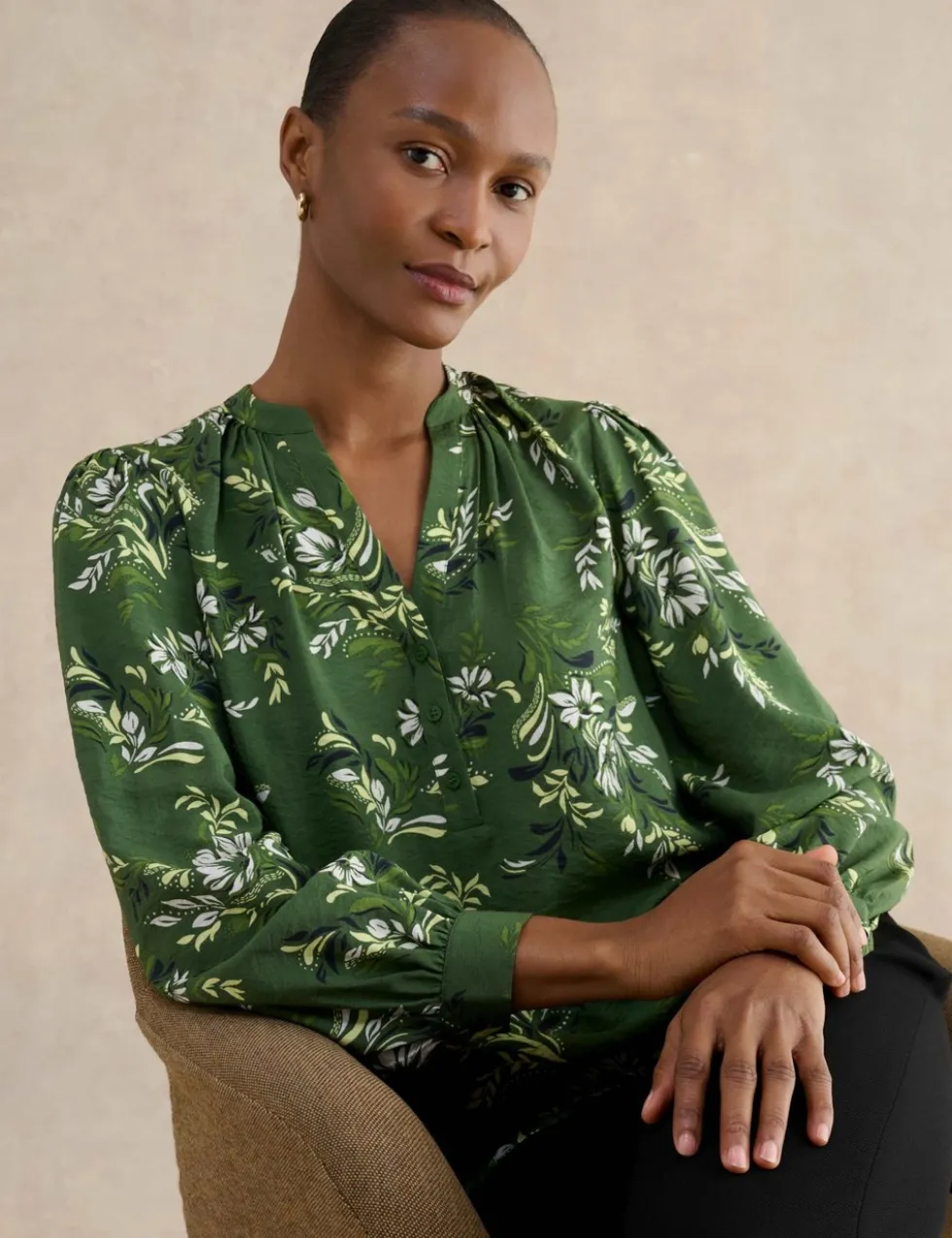 Floral Notch Neck Blouse