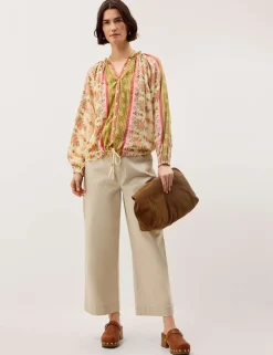 Floral Notch Neck Blouson Sleeve Blouse